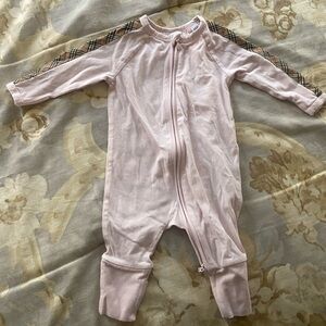 Burberry Baby Light Pink Sleeper Onesie